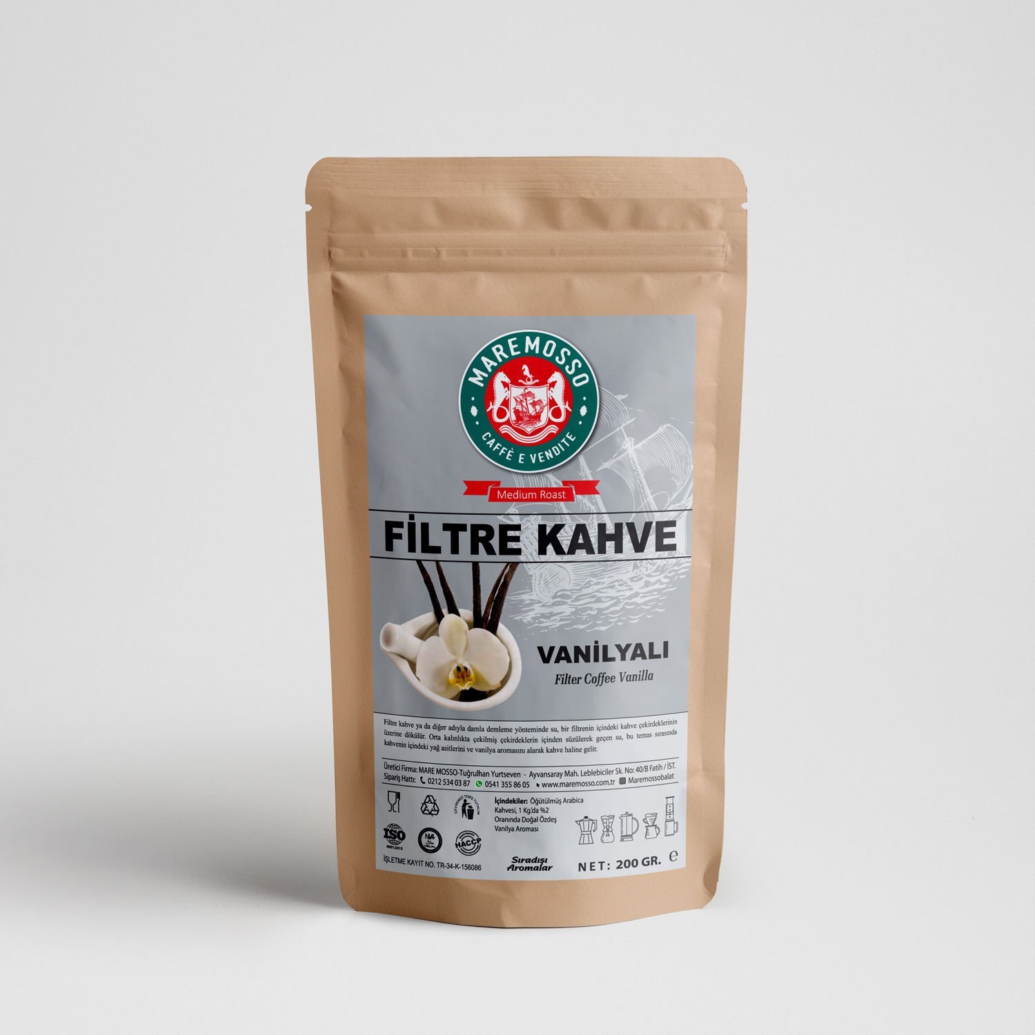 Vanilya Aromalı Filtre Kahve 200 gr
