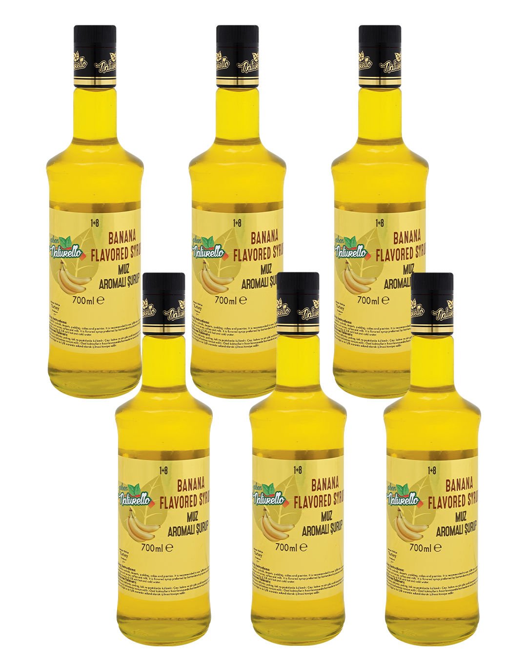 Naturello Muz Aromalı Şurup 700 ml x 6lı Koli