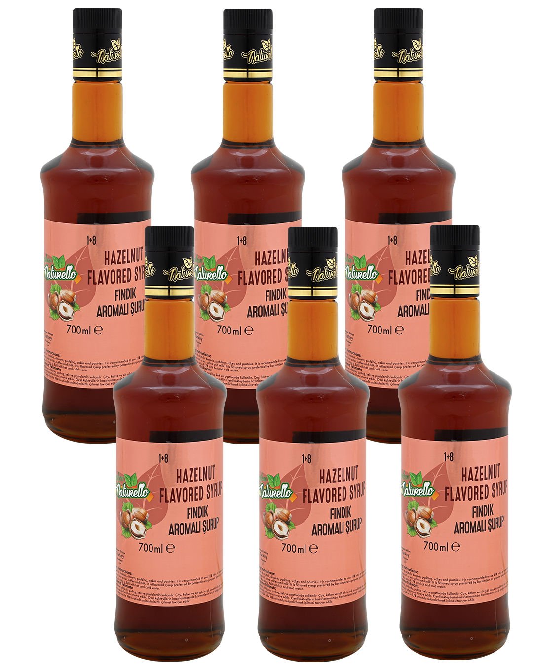 Naturello Fındık Aromalı Şurup 700 ml x 6lı Koli