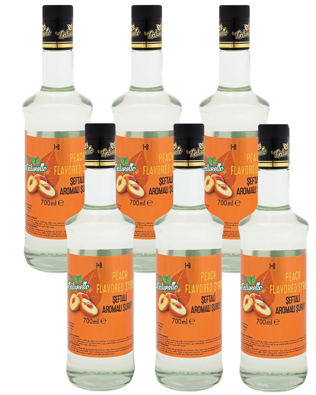 Naturello Şeftali Aromalı Şurup 700 ml x 6lı Koli