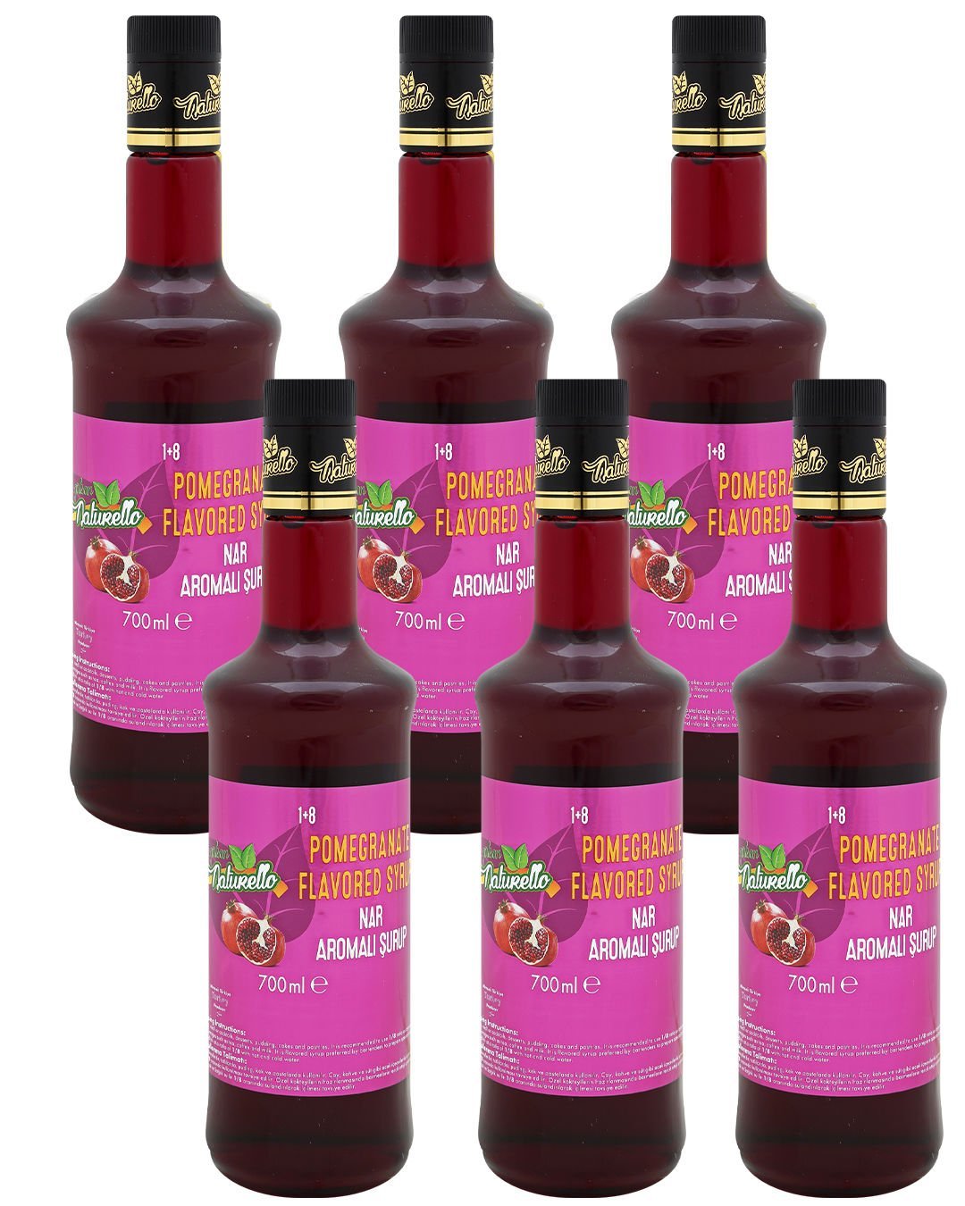 Naturello Nar Aromalı Şurup 700 ml x 6lı Koli