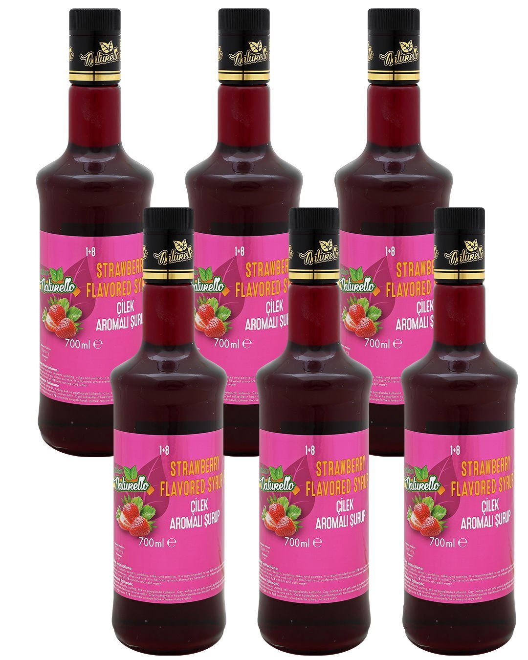 Naturello Çilek Aromalı Şurup 700 ml x 6lı Koli