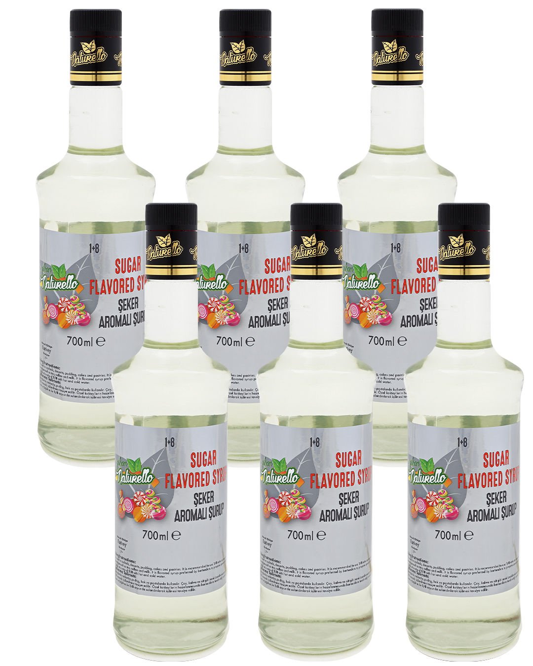 Naturello Şeker Aromalı Şurup 700 ml x 6lı Koli