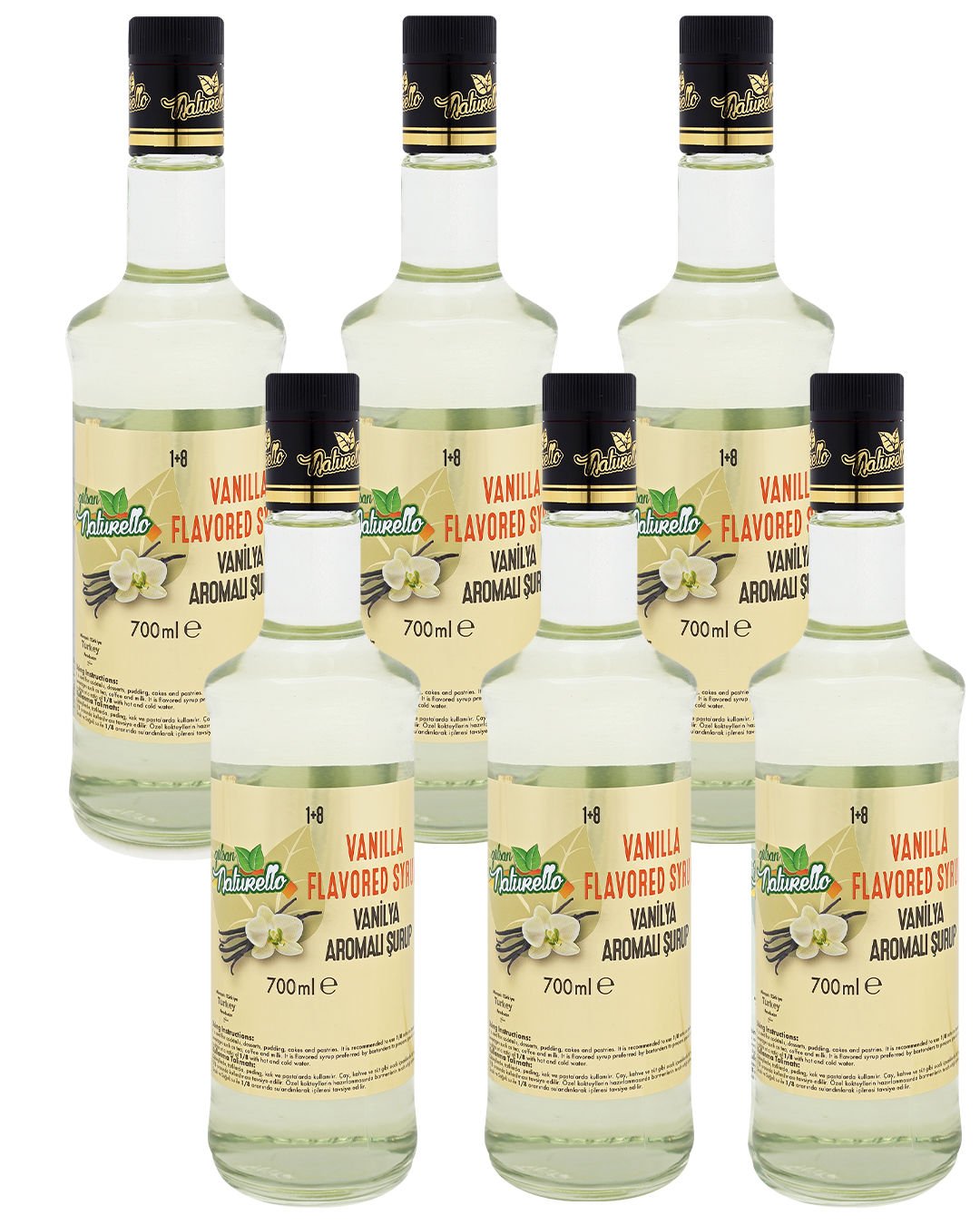 Naturello Vanilya Aromalı Şurup 700 ml x 6lı Koli