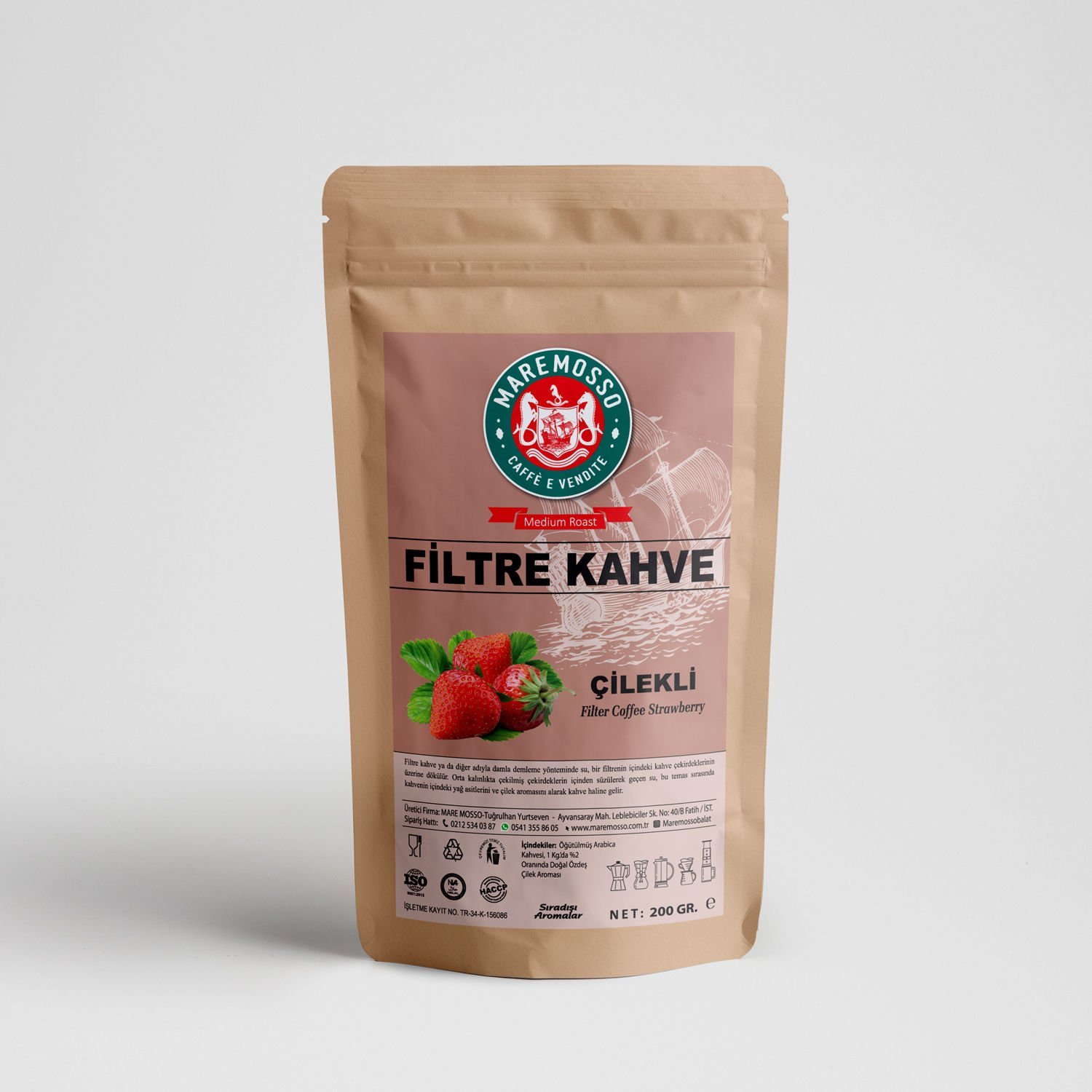 Çilek Aromalı Filtre Kahve 200 gr