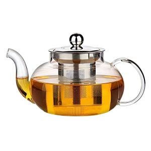 Borosilikat Cam 600 ML Paslanmaz Çelik Süzgeç Demlik