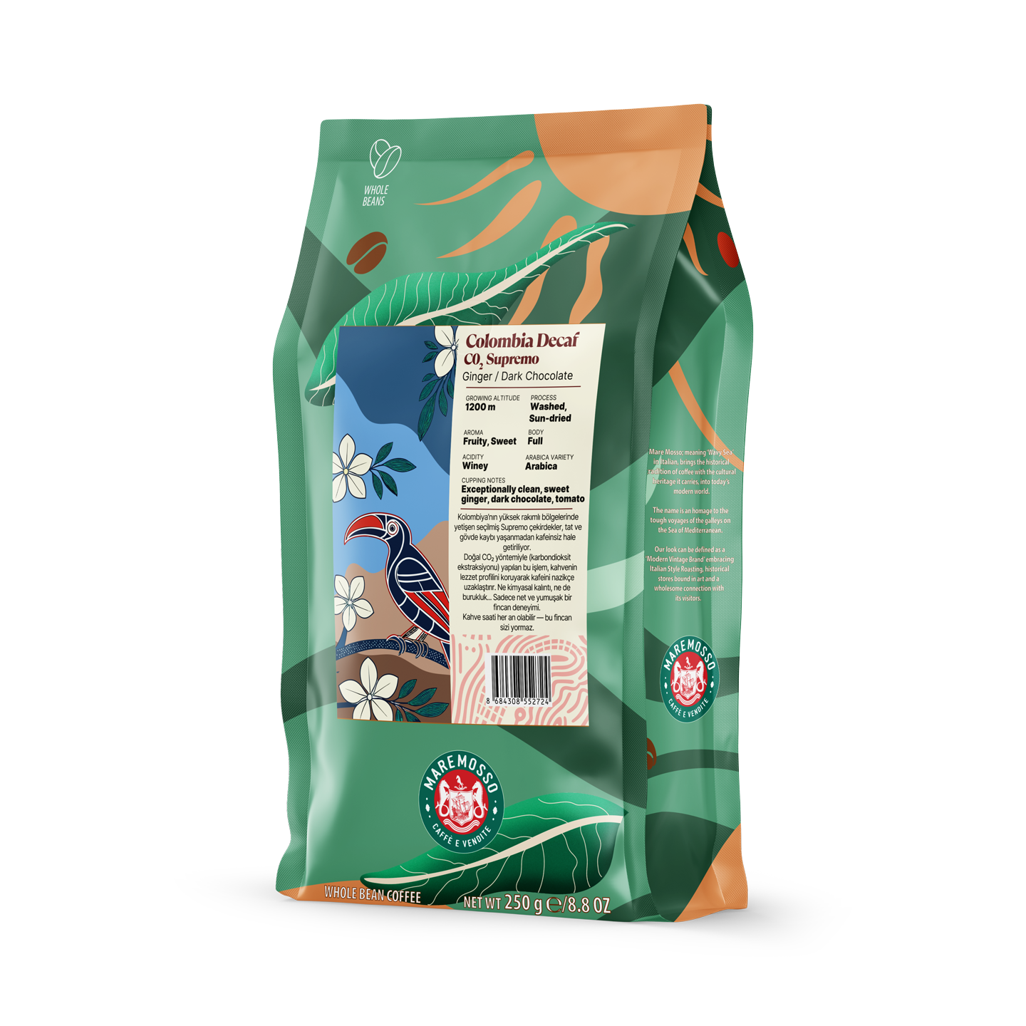 Colombia Decaf CO2 Supremo Yöresel Filtre Kahve 250 Gr.