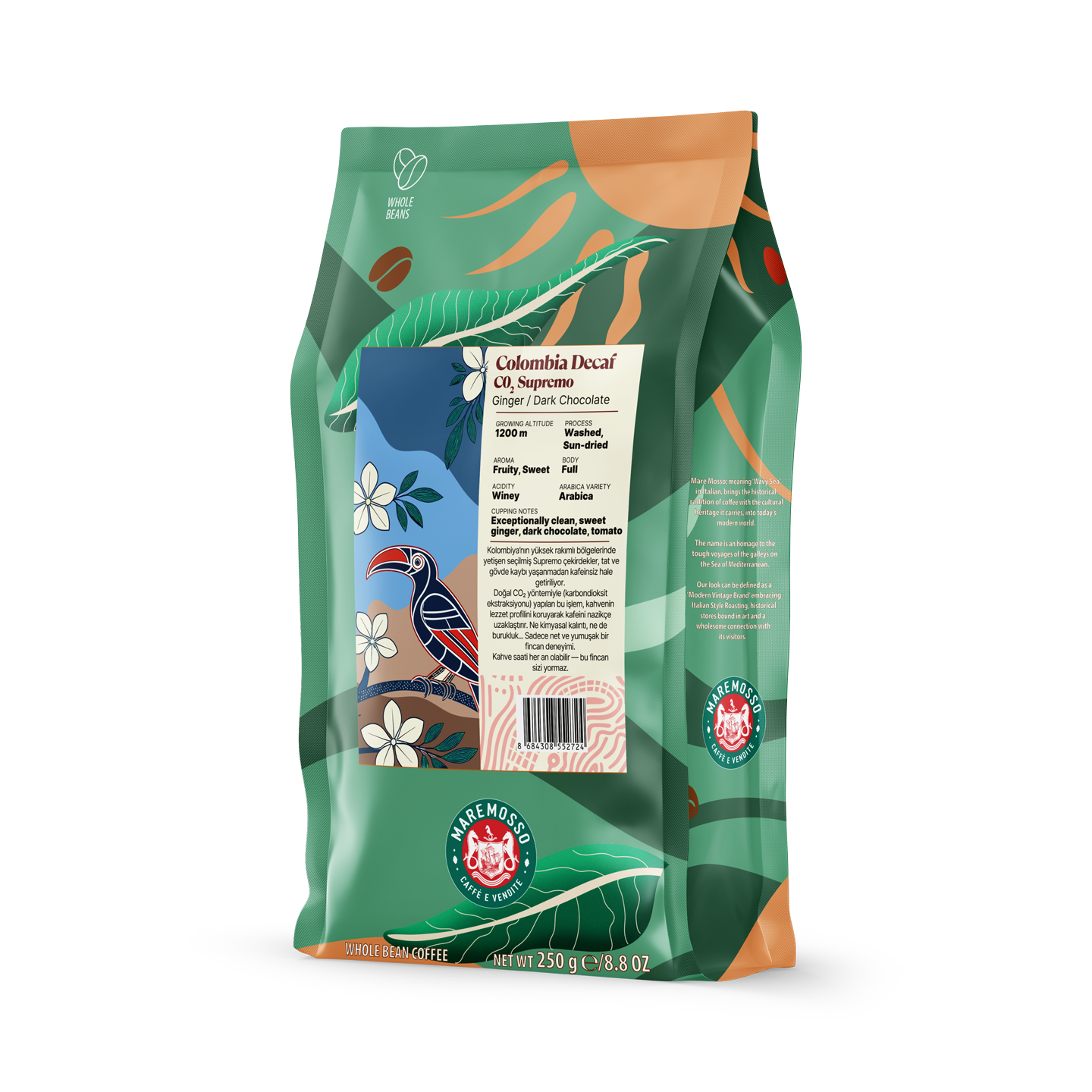 Colombia Decaf CO2 Supremo Yöresel Filtre Kahve 250 Gr.