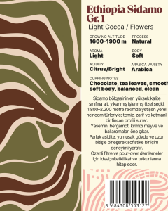Ethiopia Sidamo Gr.1 Yöresel Filtre Kahve 250 Gr.