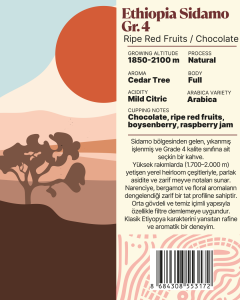 Ethiopia Sidamo Gr.4 Yöresel Filtre Kahve 250 Gr.