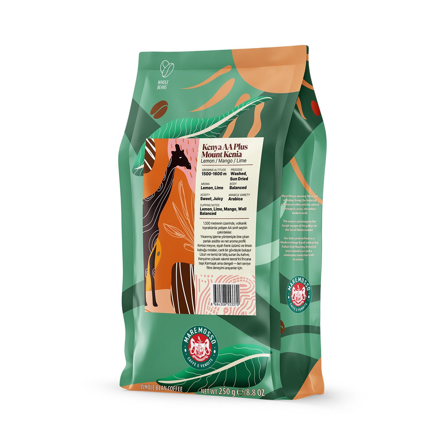 Kenya AA Plus Mount Kenia Yöresel Filtre Kahve 250 Gr.